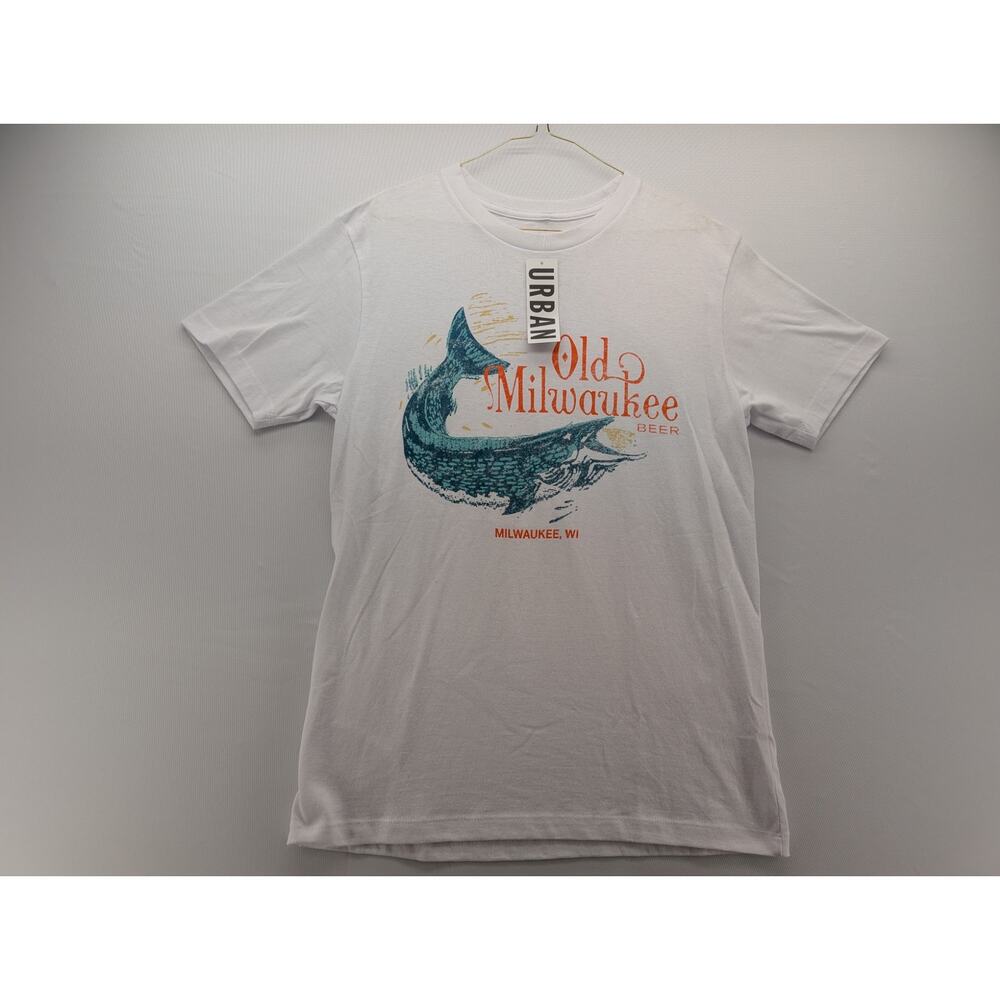 NWT Urban Outfitters Old Milwaukee Fishing Graphic Tee in White size Medium
